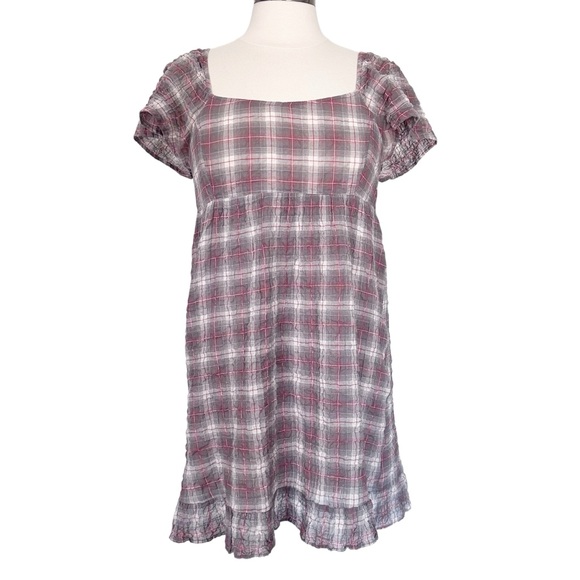 Anthropologie Maeve Flutter Sleeve Plaid Mini Dress Size XS - Picture 2 of 10